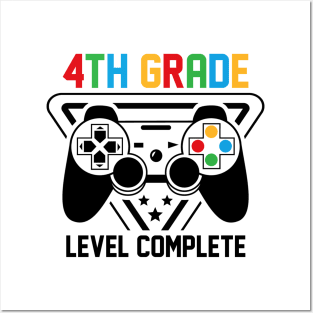 4th Grade Level Complete Gamer Boys Graduation Gifts Posters and Art